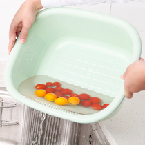 Japan imported asvel vegetable washing basin Melon and fruit vegetable washing basin drain basket bowl plate tableware storage box