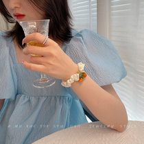 Persimmon cistenote ~ white satin large intestine hair ring cute day department summer brief finer with zemaru head rope