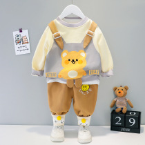 Baby Spring Dress Boy Foreign Spirit Little Kids New Kids Korean Edition Spring and Autumn One Year Old Baby Clothes Cute Handsome Set