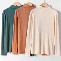 Three needle 2020 autumn and winter New velvet fever fiber lady climbing collar base shirt