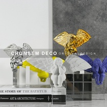 Light luxury crafts Golden fat angel decoration model room crystal bookcase resin decoration soft decoration props