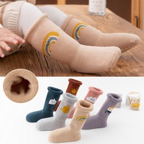 Childrens socks cotton thick non-slip floor socks boys and girls autumn and winter boys baby baby tube cotton socks