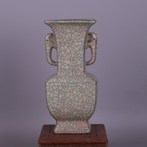Song Guanyao opened Double Elephant ear vase antique porcelain ornaments antique old objects collection