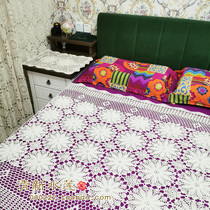 Foreign trade handmade crochet crochet bed cover European style Chinese retro cotton lace hollow woven curtain woven curtain White