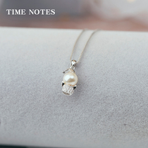 Silver Necklace Female 925 Silver choker Cute Snowman Synthetic Pearl Angel Simple Korean Chinese Tanabata Birthday Girl