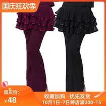 Spring and summer square dance culottes new dance clothes practice pants mesh Latin dance Bell pants childrens trousers