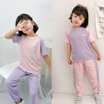 Childrens Fried Street Fashion Set Girls Sports Set 2021 Spring Boys Short Sleeve Two Piece Summer Baby Clothes
