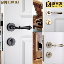 American Black Door Lock Golden Interior Room Door Handle Lock Brief Nordic Antique Bronze Silent Lock Bedroom Three Sets