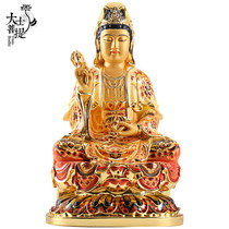 Taiwan gold painted pure bronze Guanyin Buddha statue home offering Guanyin statue home for Jizo King Buddha statue ornaments