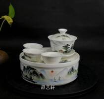 Chaoshan Tea Culture Chaozhou 80 s Glaze Color Pure Hand-painted Kung Fu Tea Plate Tea Boat Stock Old Goods Export
