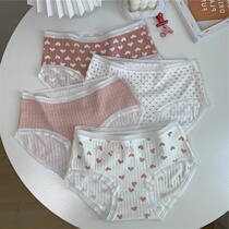 Japanese sweet lace side ins Wind girl cute underwear female cotton antibacterial summer students Middle waist breifs