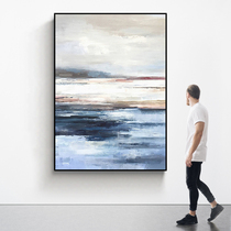 Hand painted oil painting Modern minimalist Abstract Decoration Painting Genguan Aisle Livingroom Blue creme Restaurant hanging painting