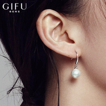 925 silver beaded drop earrings feminine temperament Japan and South Korea synthetic pearl earrings long ear hook ear hook net red with earrings