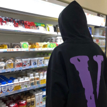 VLONE stop purple Big v niche Tide brand High Street American leisure loose couple hooded sweater men ins