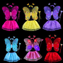 Butterfly Wings Props Children Fantastic Flowers Fairy Back portrays Costume Fairy Dancing Big Hair Light 61 Toys