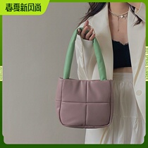 Space Cotton Duvet Bag Clad Female Niche Design Panes Soft Leather Padded Cotton Casual 100 hitch Tetris armpit underpack damp