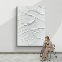 Hand Painted Oil Painting Modern Simplicity Abstract Pure White Thick Creatine Decorative painting Xuanguan Living room on floor Greatly Hung Painting