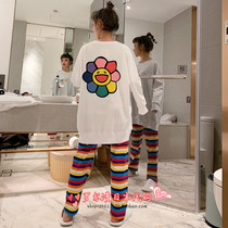 Japanese soft honey sunflower pajamas women Spring cotton set long sleeve loose casual home wear
