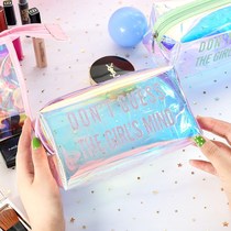 Net red laser transparent cosmetic bag women portable large-capacity skin care products storage bag jelly small wash bag