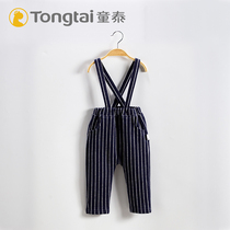Tongtai baby straps detachable trousers autumn and winter infants cute foreign style baby can open crotch plus velvet pants