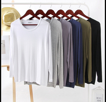 Autumn and winter mens long-sleeved Modal home wear pajama top oversized size fat middle-aged dad T-shirt loose