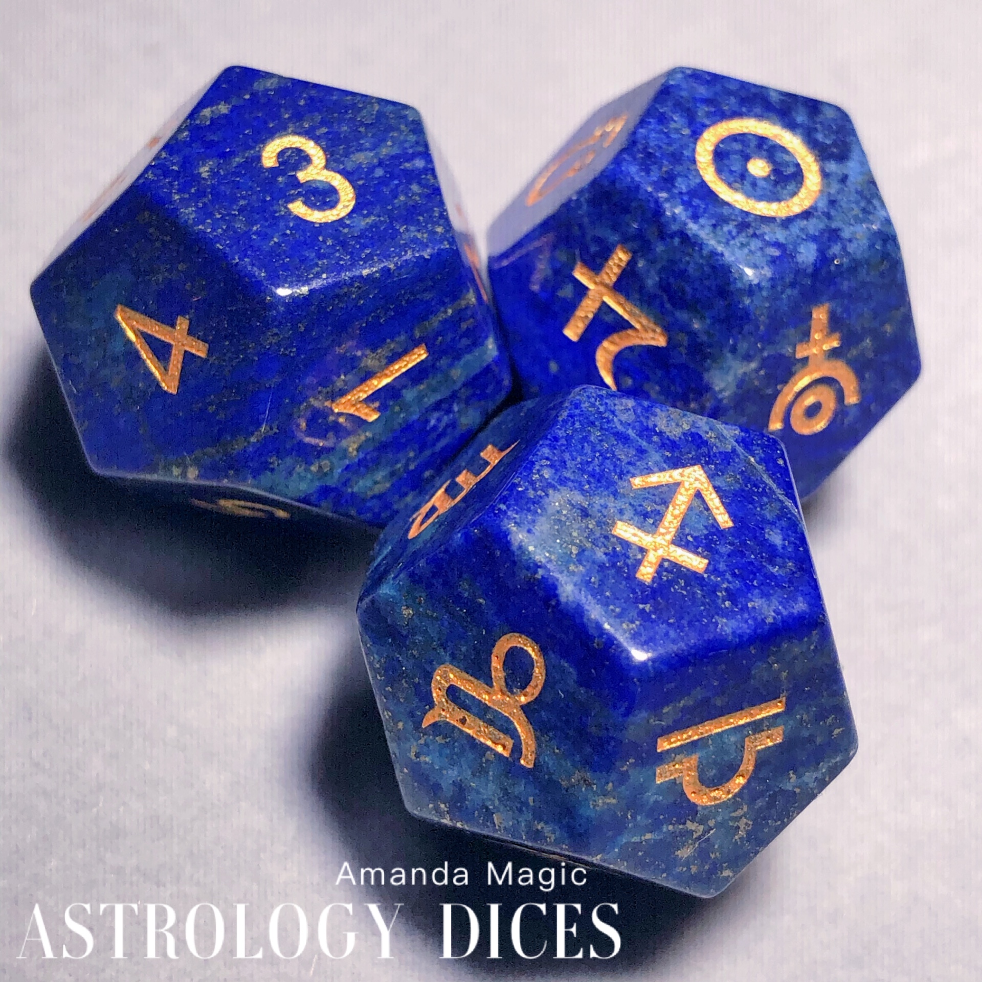Pharmacist's Home Lapis Constellation Dice Original Stone Body Crystal Constellation Planetary House Dice Sieve Dice