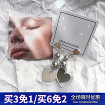 Cotton sliver insect retro punk girl heart love heart heart earrings earrings without ear clip earrings