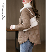 Vivix Haining Leather Leather Down Jacket Womens Short Small Man 2021 New Sheepskin Jacket Autumn and Winter