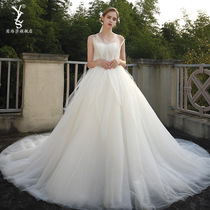 Wedding dress 2021 New temperament Bride wedding dress Forest dream Super fairy tail pregnant woman Swan thin starry sky