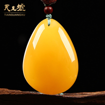 Tianguang Hui natural amber Beeswax pendant Chanterelle yellow beeswax drop pendant Amber Beeswax necklace for women