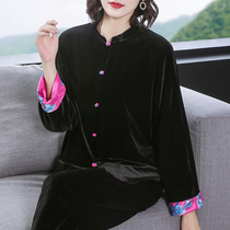 Fashion loose casual top 2021 autumn and winter New Vintage Chinese modified color golden velvet short coat women
