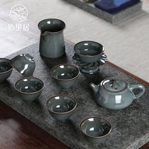 Xie Mingdong works Longquan celadon iron tires high-grade kung fu tea set teapot ceramic household gifts