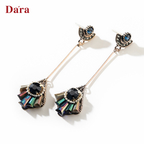 Dela silver pin retro fashion earrings womens long temperament senior sense niche earrings summer vintage earrings