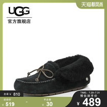 UGG autumn and winter womens single shoes flat casual high top can be turned down plush bow beanie shoes 1004806