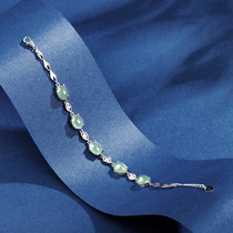 Kun Hao jewelry jade bracelet S925 silver inlaid jade bracelet hand decoration female natural jade Burmese jade