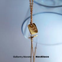 Singapore GM lucky small square Good Luck necklace Female summer light luxury niche simple ins clavicle chain pendant