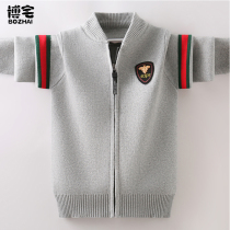 2021 new boy autumn-winter cardiovert sweatshirt Han version sweaters the great boys weasel-knit cardiovert autumn and winter clothing tide