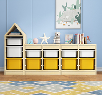 Toy Containing Finishing Racks Solid Wood Children Bookshelf Lockers Lockers Baby Home Large Capacity Multilayer Set Items Storage Cabinet