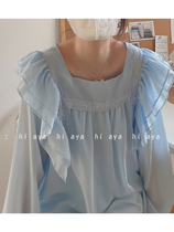 Korean Wind Chic Blouse Girl Gentle Lotus Leaf Side Shirt Snow-spinning Jersey Woman Design Sensation with a little sweatshirt and sweetness