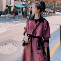 Hepburn windbreaker womens mid-length 2021 autumn new Korean temperament over-the-knee wild spring and autumn coat jacket