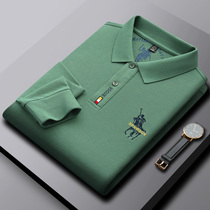 Paul POLO shirt men's long sleeve spring and autumn T-shirt business casual cotton middle-aged and elderly lapel solid color high-end T-shirt