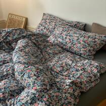 Class A idyllic four-piece set small floral super soft cotton knitted quilt cover ins Korean bedding Tianzhu cotton