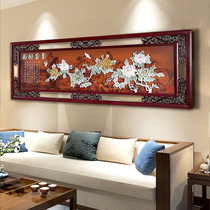 Jade carving decorative painting living room office horizontal screen jade hanging painting new Chinese-style solid wood pendant 3d three-dimensional relief painting