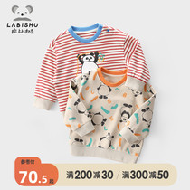 Rabbi Tree Boy Clothing Boy Cartoon Sweatshirt 2022 Spring Autumn New Baby Hooded Blouses Children Round Bottom Jersey