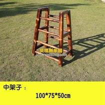 Kindergarten outdoor wooden climbing frame ladder frame 16 pieces childrens balance system training carbonized ladder climbing frame