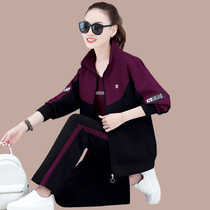 Mother Autumn Clothing Jacket Foreign Air 50 Year Old Age Sports Suit Women Spring Autumn Middle-aged Long Sleeve Casual Wear Three Sets
