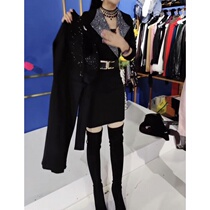 New suit tie drill waist dress women