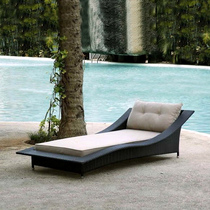Outdoor shaped bed rattan chair lying bed Outdoor leisure rattan recliner Beach chair Terrace Balcony courtyard Pool rattan bed