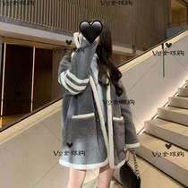 Thom Browne 21 winter TB padded medium-length loose Wool Wool Lamb jacket coat women