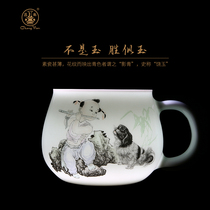 Changnan porcelain master made teacup Filter with lid Office tea cup Jingdezhen tea set Yingqing Year of the Dog zodiac cup